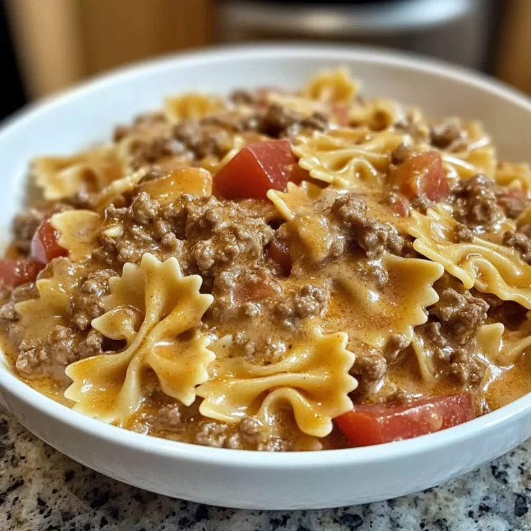 Bowtie Pasta With Creamy Velveeta Beef Sauce