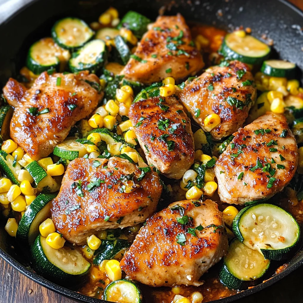 Garlic Butter Chicken with Zucchini and Corn - One-Pan, 30-Minute Meal
