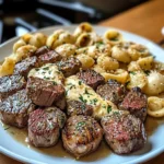 Garlic Butter Steak Bites & Creamy Parmesan Shells