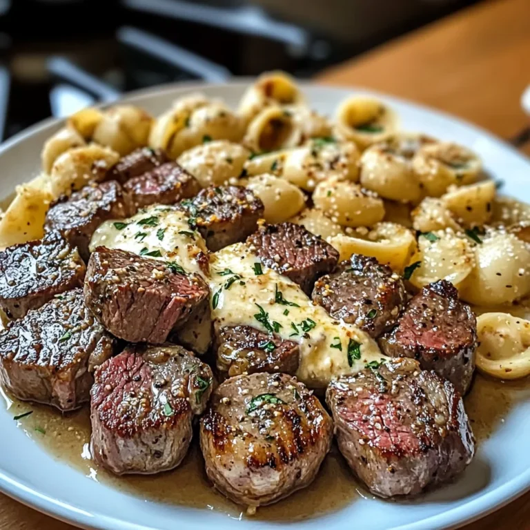 Garlic Butter Steak Bites & Creamy Parmesan Shells