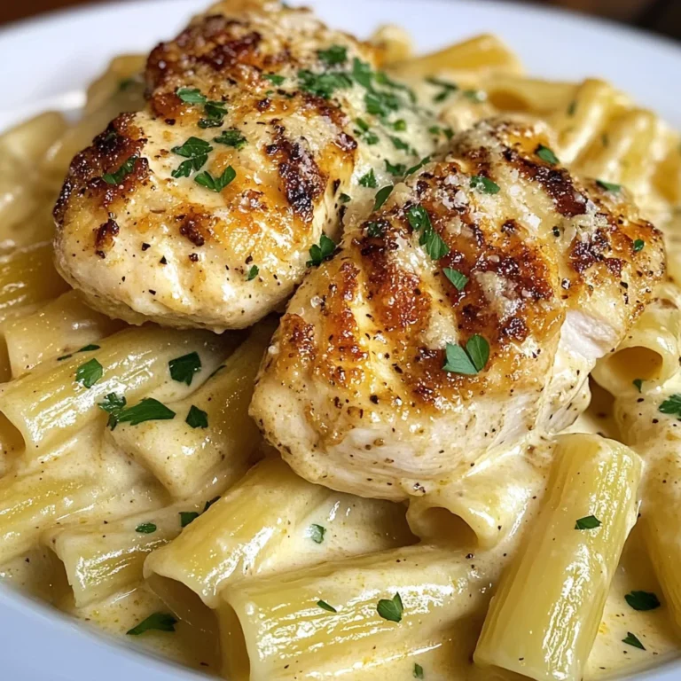 Garlic Parmesan Chicken With Creamy Rigatoni Pasta