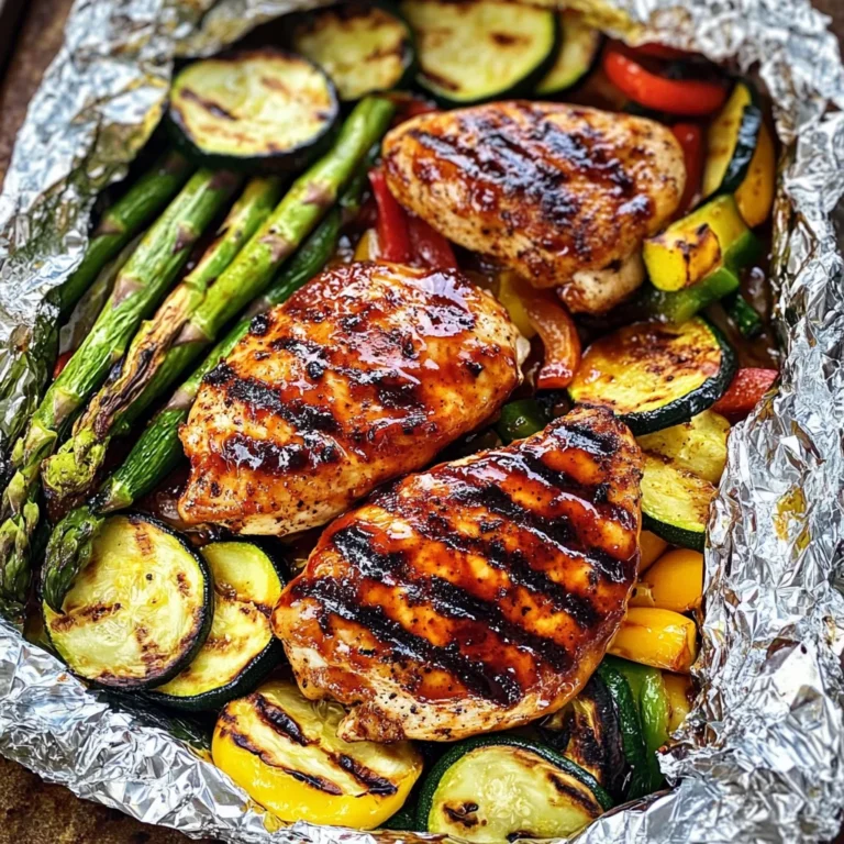 Grilled Barbecue Chicken and Vegetable Foil Packs