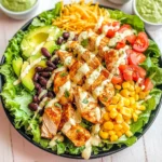 Loaded Chicken Taco Salad with Creamy Lime-Cilantro Dressing