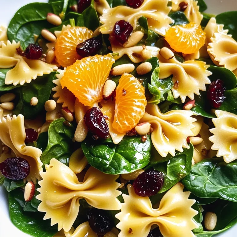 Mandarin Pasta Spinach Salad with Teriyaki Dressing