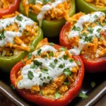 Buffalo Chicken Stuffed Peppers - Dairy Free & Low Carb
