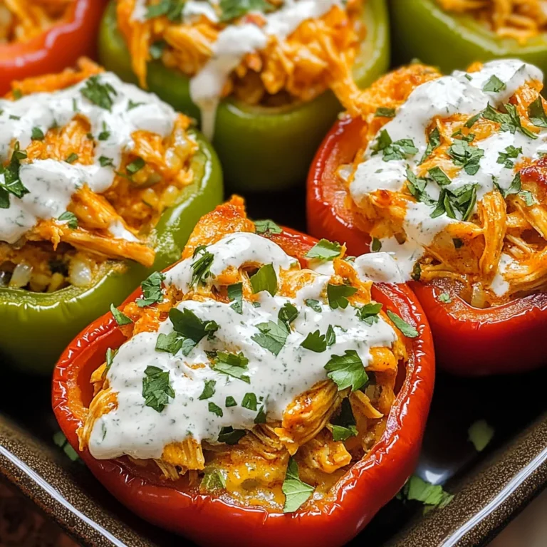 Buffalo Chicken Stuffed Peppers - Dairy Free & Low Carb