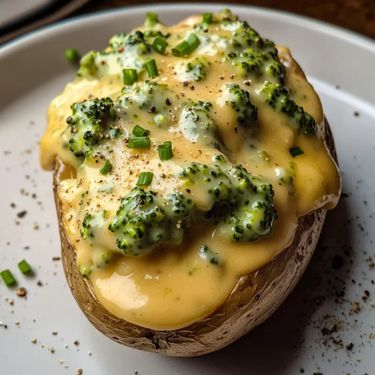 Cheesy Baked Potatoes with Broccoli Cheese Sauce