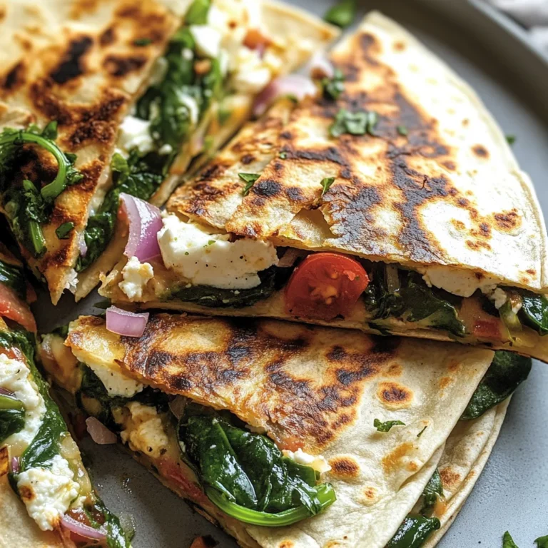 Mediterranean Quesadillas with Spinach, Feta, Mozzarella, and Red Onion