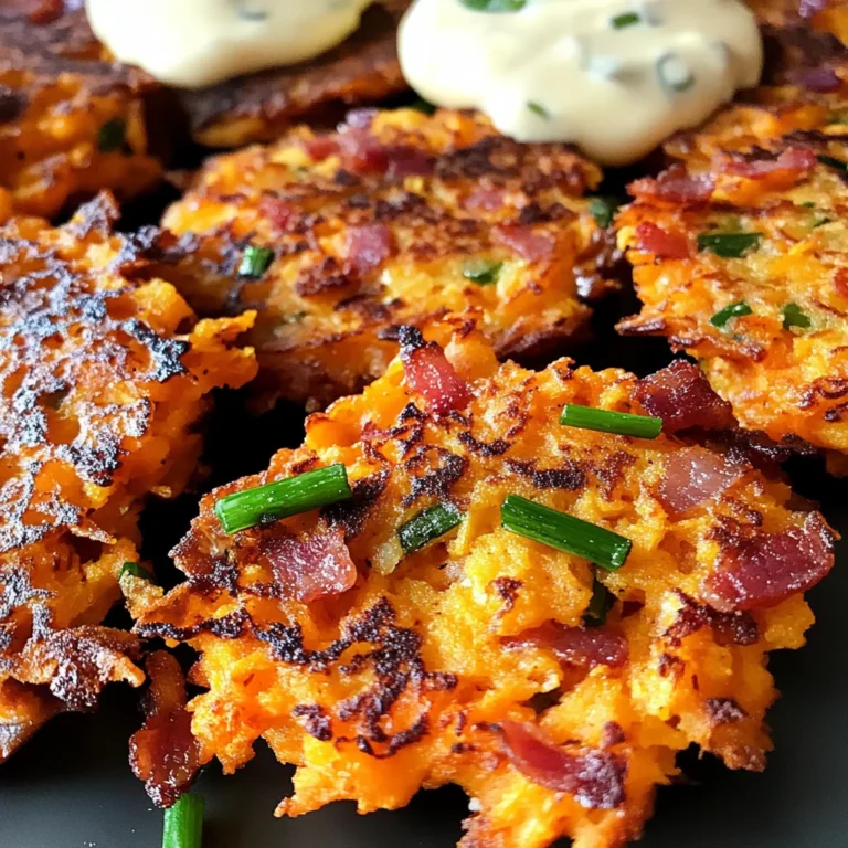 Sweet Potato Fritters with Turkey Bacon and Green Onions