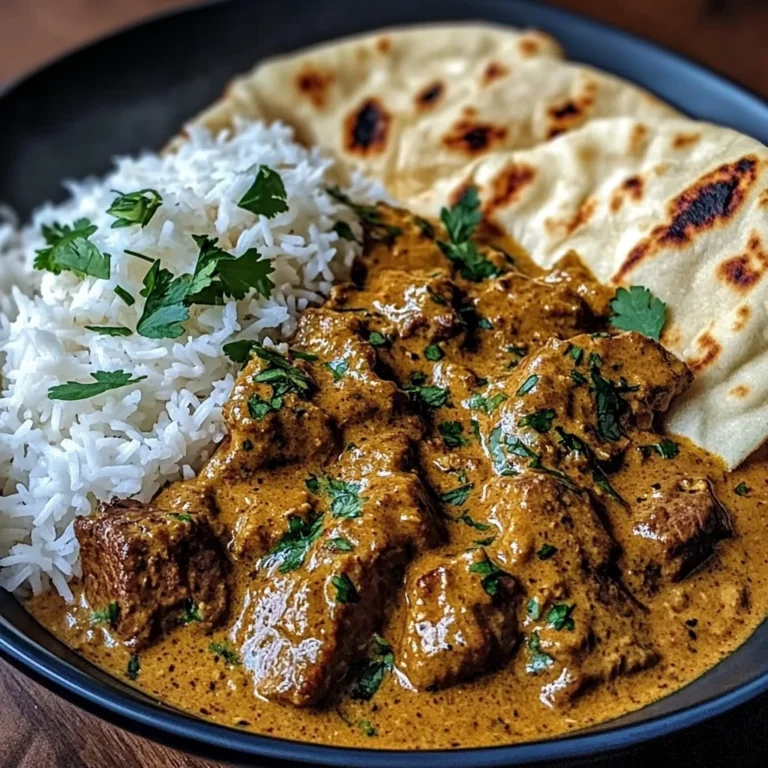 Coconut-Curry Braised Beef with Jasmine Rice & Garlic Naan
