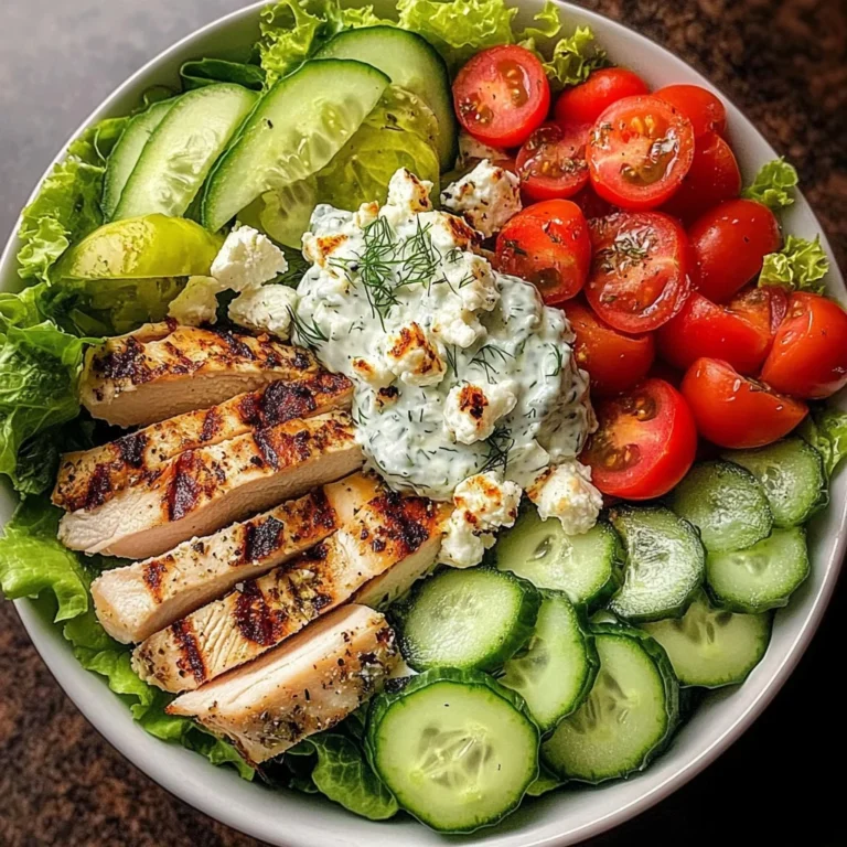 Greek Chicken Salad Bowl with Tzatziki & Feta