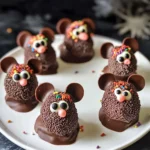 Halloween Dessert - Strawberry and Chocolate fudge mice