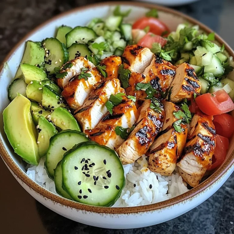 Spicy Grilled Chicken Bowl with Avocado & Cucumber Crunch