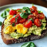 Avocado Toast with Scrambled Eggs and Tomatoes