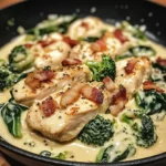 Creamy Chicken Alfredo with Spinach, Bacon, and Broccoli