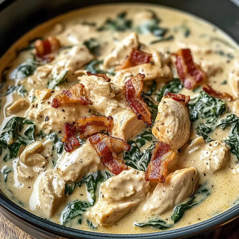 Creamy Slow Cooker Chicken Stroganoff with Spinach and Crispy Bacon