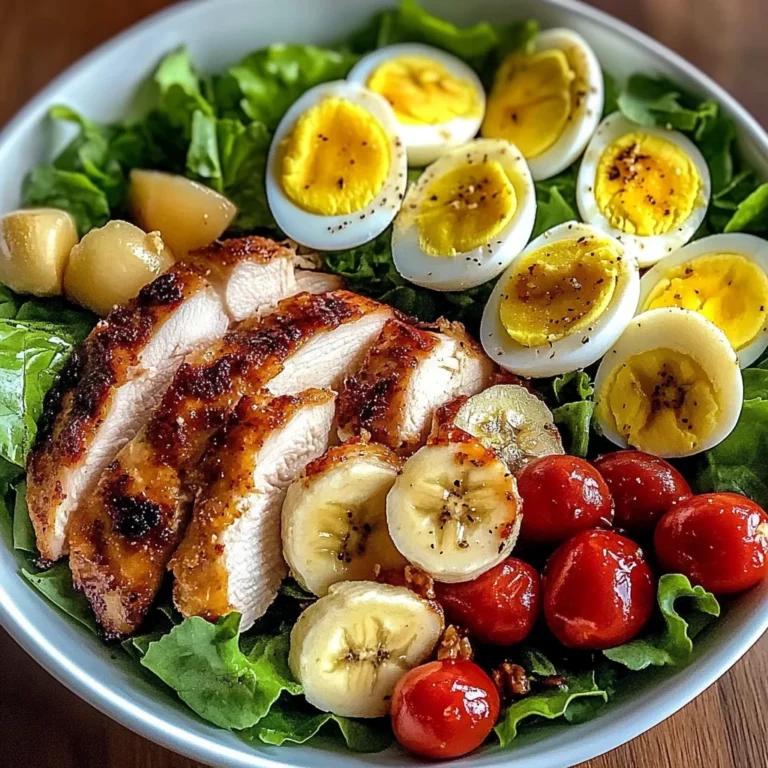 Crispy Chicken & Egg Salad Bowl with Fresh Banana & Greens
