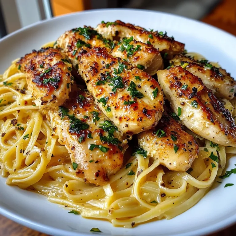 Golden Garlic Butter Chicken with Creamy Linguine