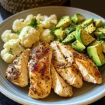Pan-Seared Chicken with Steamed Cauliflower & Avocado Bowl