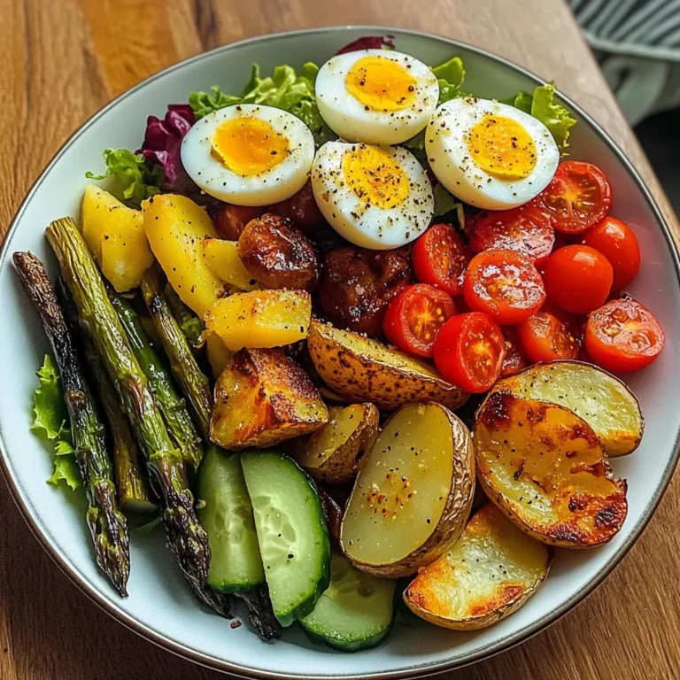 Roasted Potato Wedges with Asparagus, Jammy Eggs & Fresh Garden Salad