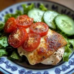 Tomato & Cheese Stuffed Chicken Breast with Cucumber-Tomato Salad