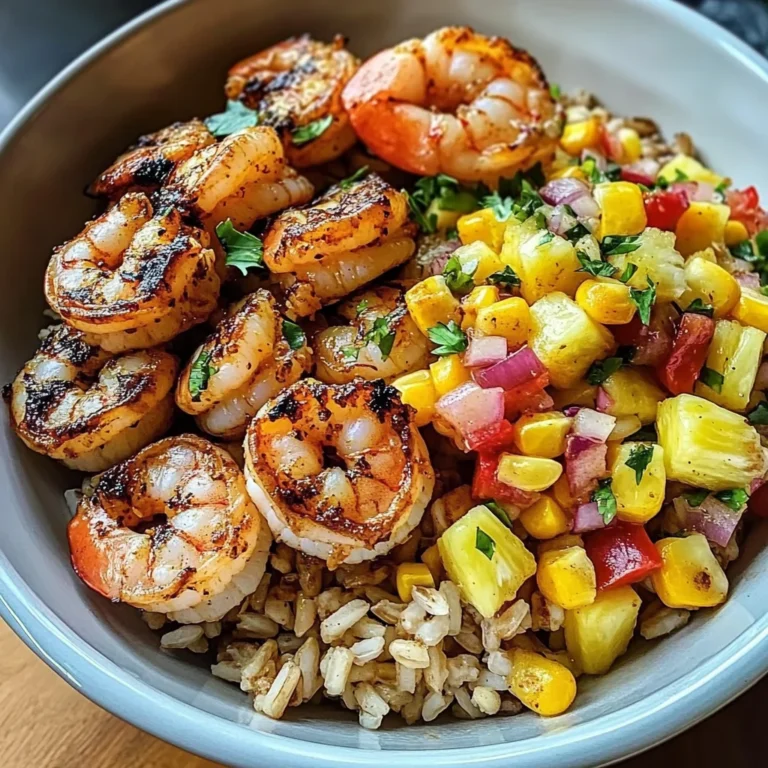 Zesty Shrimp Bowl with Brown Rice & Pineapple Corn Salsa
